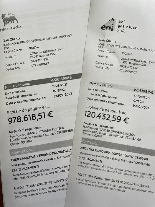 La Fiammante: quando solo la bolletta del gas passa da 120mila a quasi un milione di euro